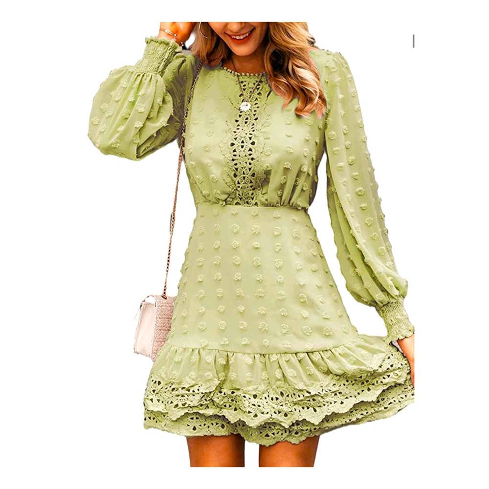 Miessial Women's Tied Waist Floral Mini Dress Summer Longsleeve Flowy Dress
